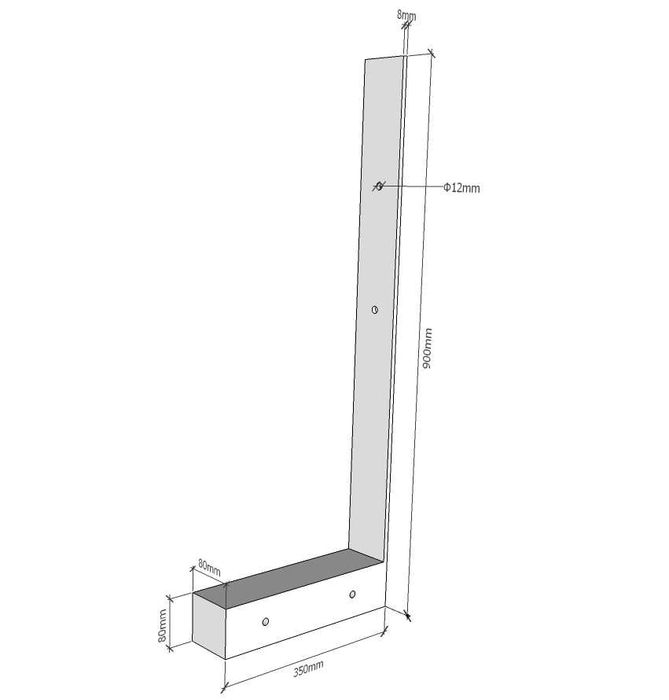 Монтажни конзоли - планки - Г образни- 8mm стомана - прахово боядисани