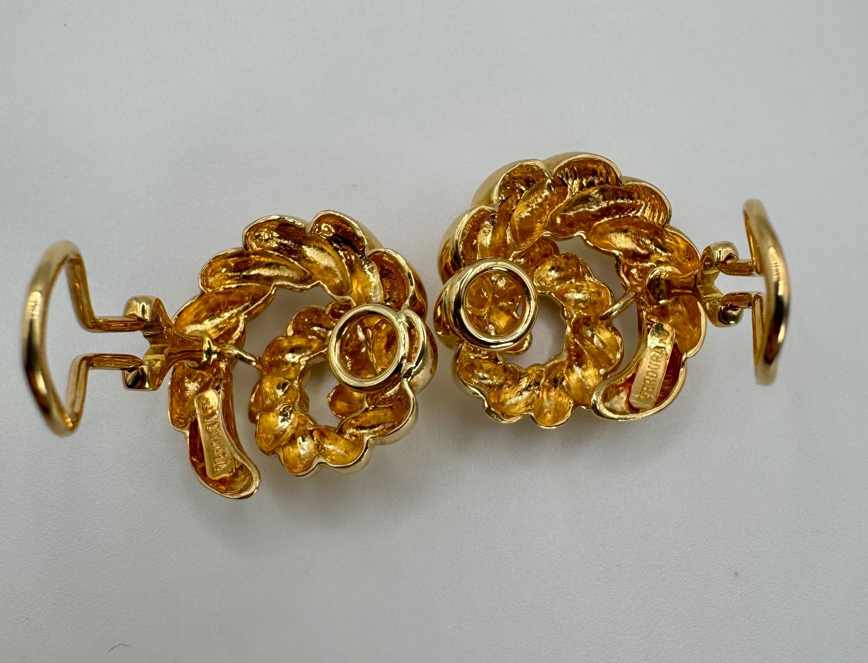 VERDURA златни обеци (щипки за уши)