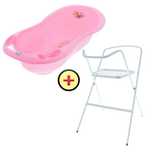 Set Cadita 102cm cu Suport metalic si Suport Anatomic Roz