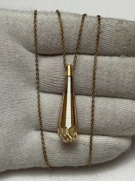 LANT + PANDANTIV CRISTAL SWAROVSKI - Galben - Placat aur - Original !