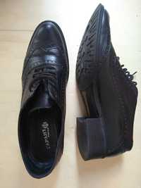 Дамски обувки Оксфорд с ток, номер 37 обувки от естествена кожа, черни