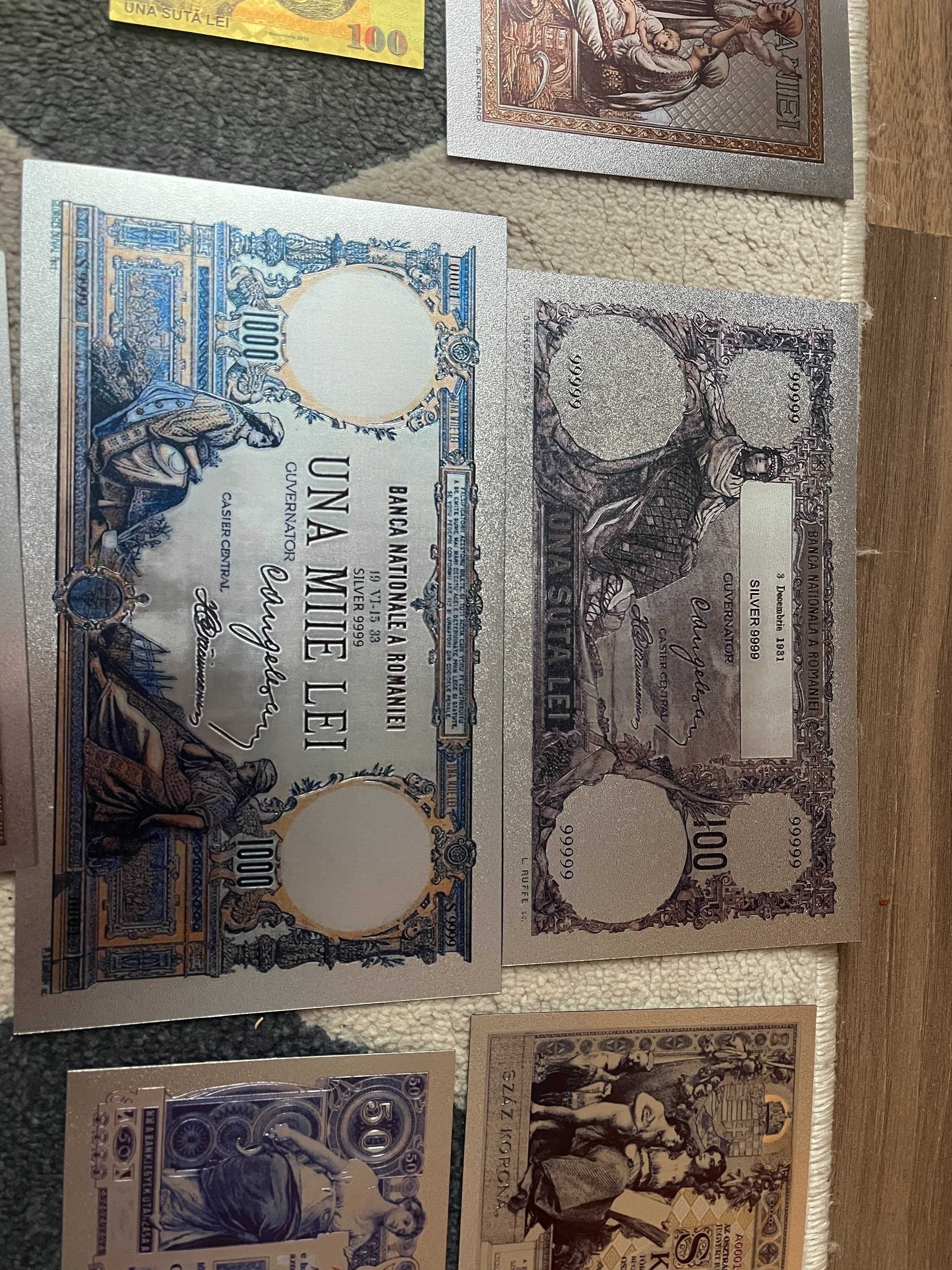 replici Bancnote romanesti  polimer placate cu Ag si Aur de 24k