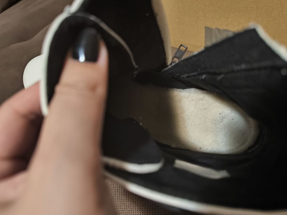 Botine/cizme UGG platform din piele sid, alb fildes -40