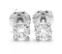 Cercei cu Diamante Aur Alb 14k 0.50 Ct Claritate SI1 Culoare H