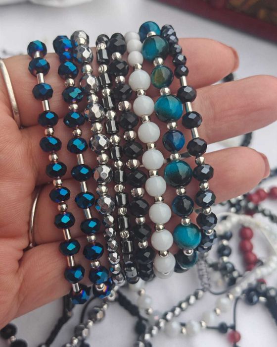 set de bratari dama din margele si argint.3 bucati 100 lei