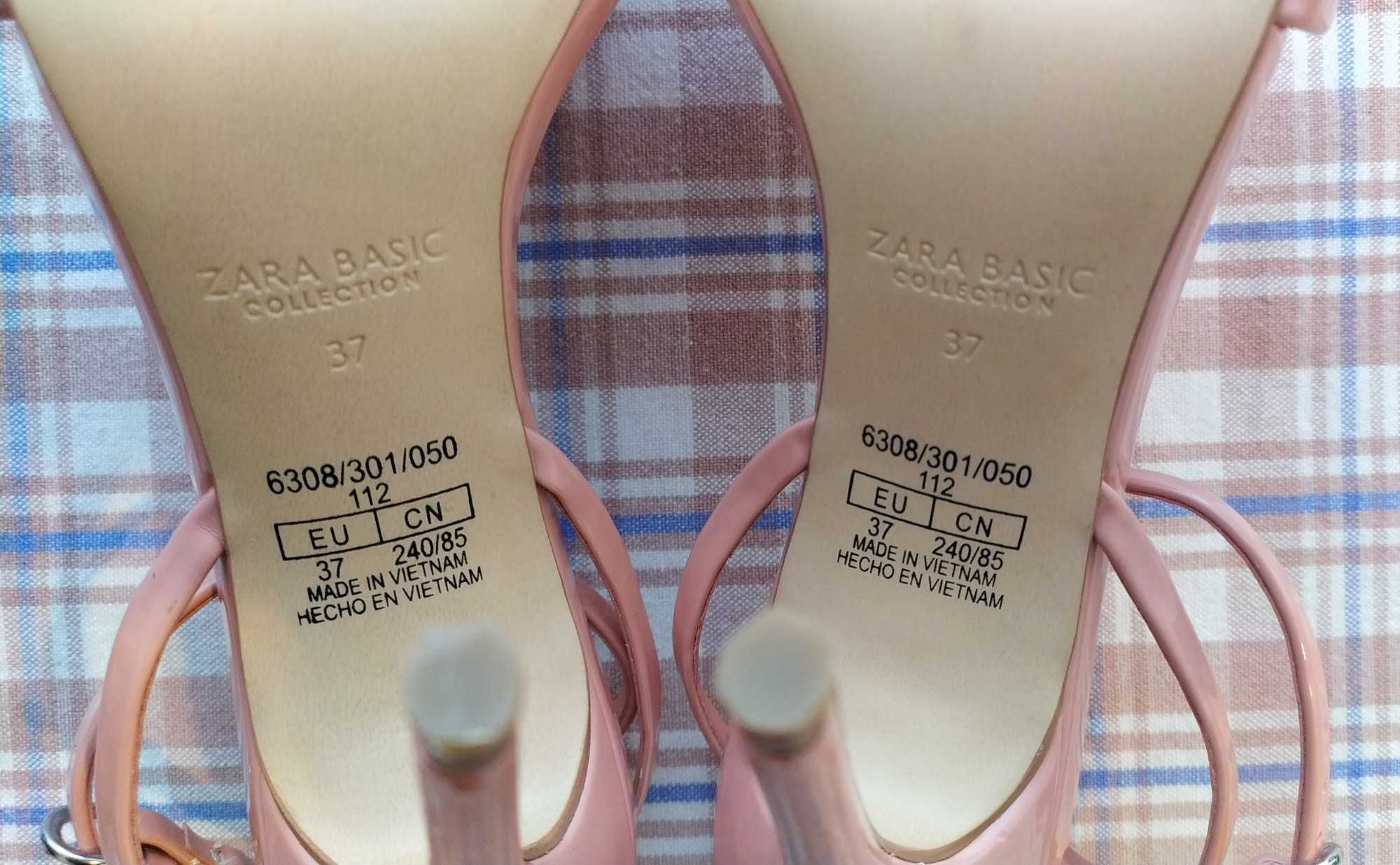 Розови сандали на високи токове с каишка - Zara (Зара) , 37-ми номер