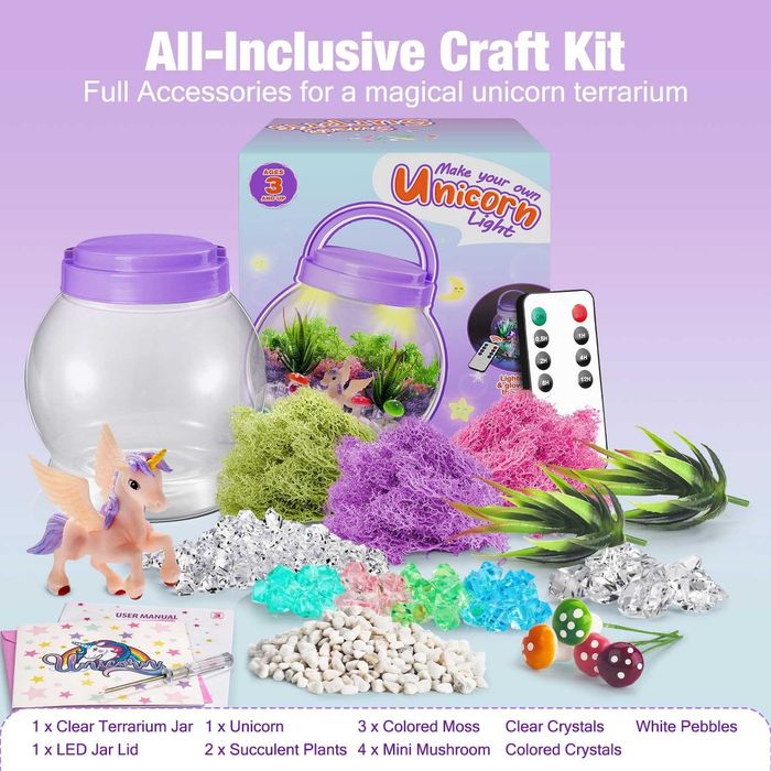DIY творчески комплект – светещ териариум с еднорог и дистанционно