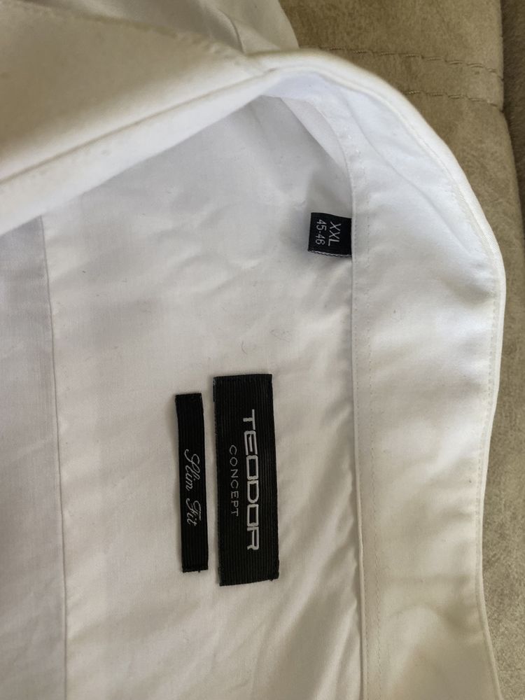 Бяла официална риза от сатениран памук Teodor