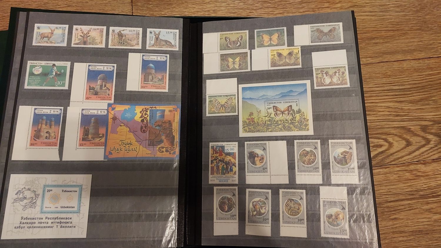 Продаются почтовые марки Узбекистана + большой альбом на 32 листа