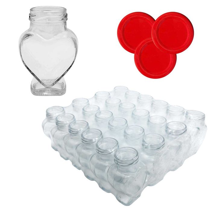 Комплект буркани Сърце 106мл  с винтови капачки – 24бр.