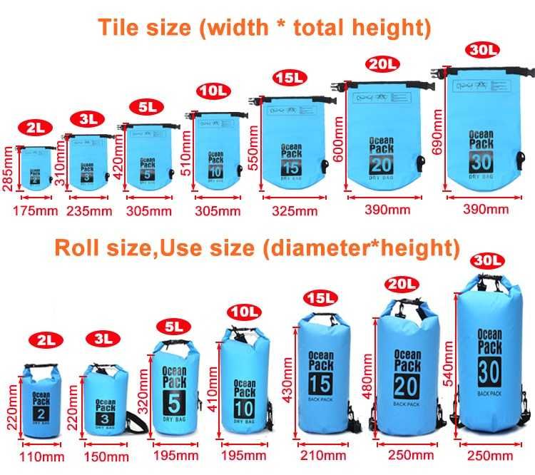 Dry bag 10L 20L geanta waterproof rucsac etans apa plaja caiac rafting