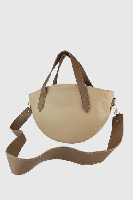 НОВО! ЛИКВИДАЦИЯ! Овална дамска чанта-бежово и кафяво