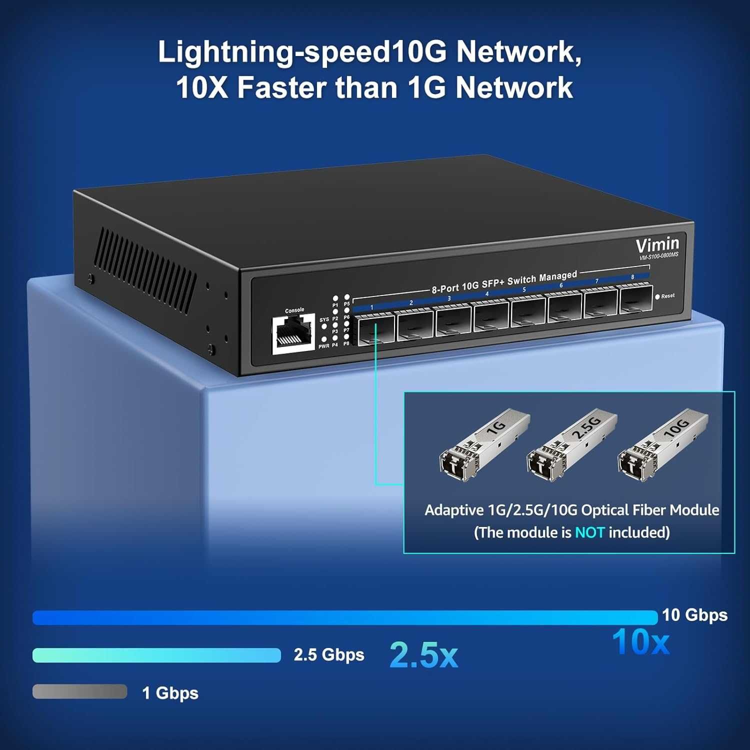 Switch gestionat Vimin VM-S100-0800MS SFP+ 8 port 10G,L3 Web/CLI,VLAN