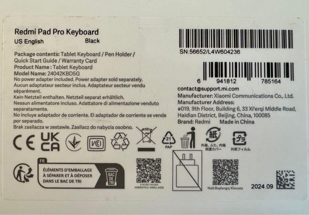 Husa cu tastatura Xiaomi pentru Redmi Pad Pro Keyboard US English Noua