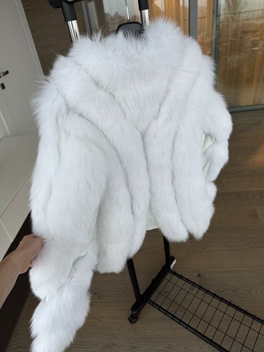 Естествен косъм лисица естествена кожа ново палто яке снежно бяло