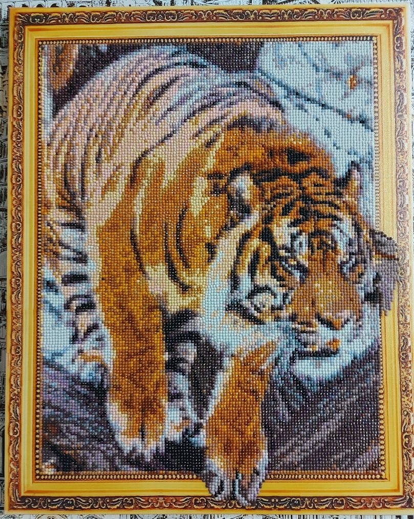 Картина "Тигр' ручной работы Алмазная мозайка.
