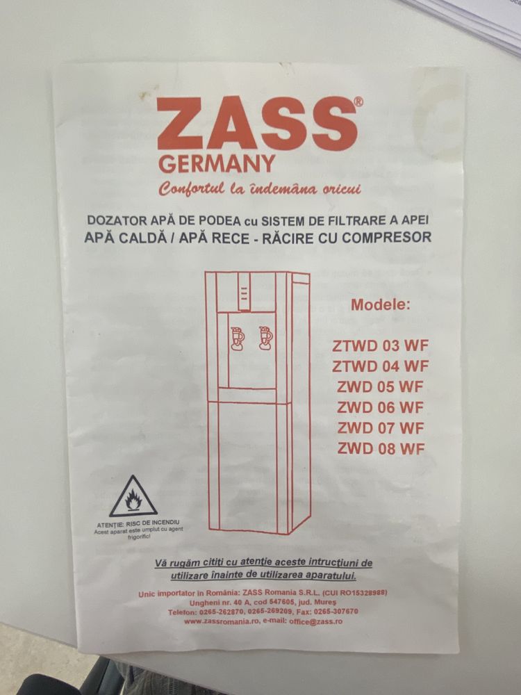 Диспенсър за вода Zass ZWD 08 WF, Подов, Свързване към мрежа