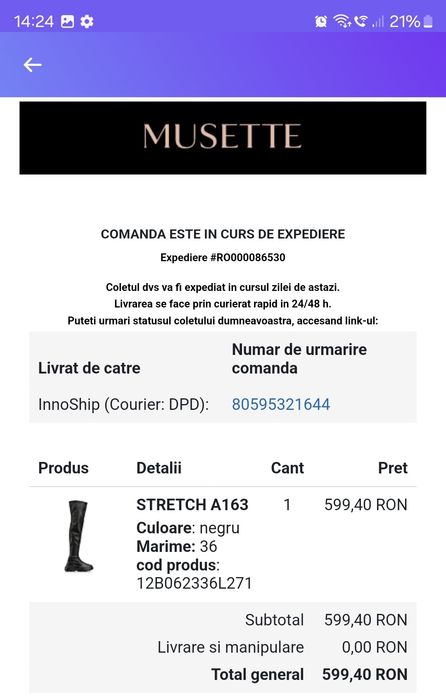 Cizme Musette _ Cizme stretch_ Piele_36