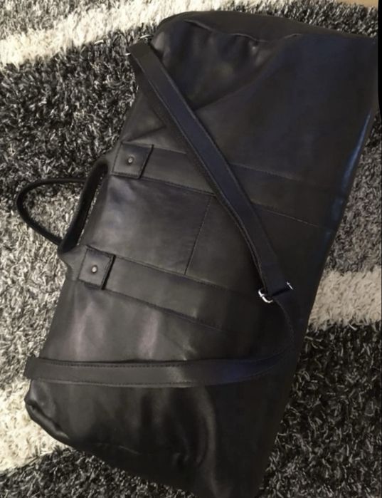 Geanta din piele naturala pt transport/voiaj/sala negru