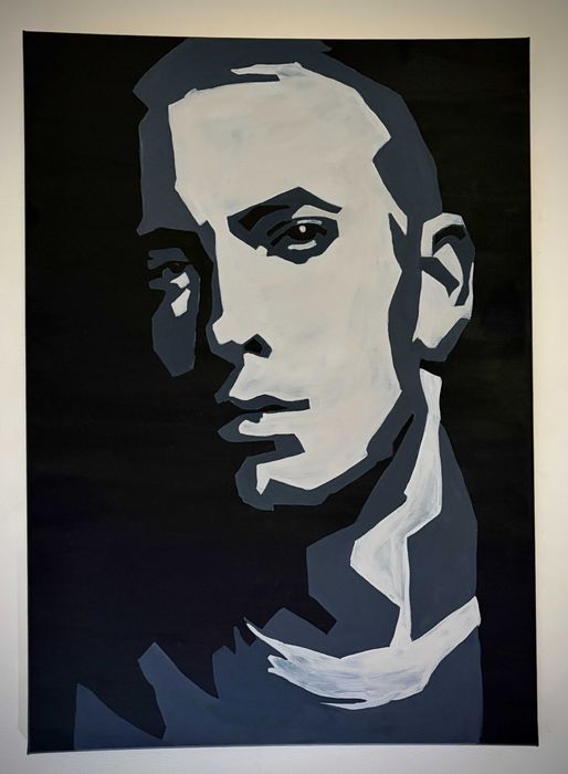 Tablou unic Eminem, acrilice pe panza 50x70
