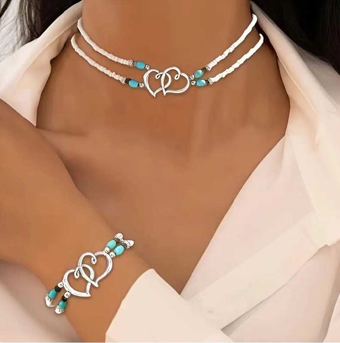 Set Turquoise format din colier, bratara mana si bratara glezna