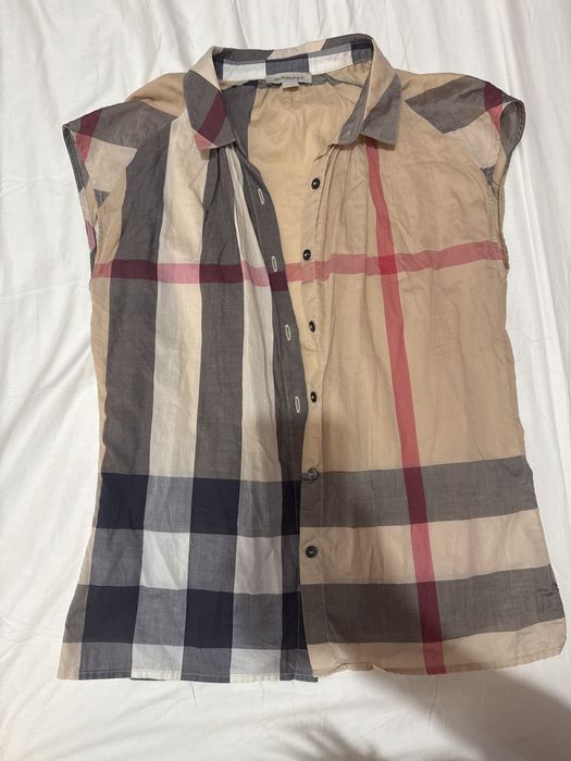 Женская блузка без рукавов с фирменным клетчатым узором Burberry