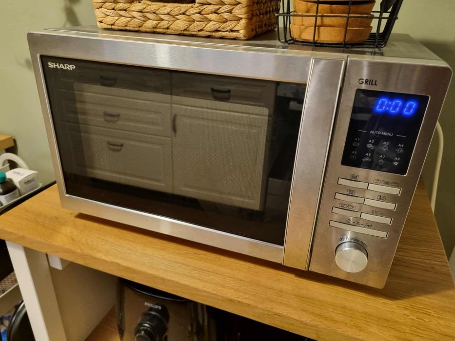 Cuptor cu microunde Sharp R722STWE, 25l, 900 W, Grill, Digital, Inox