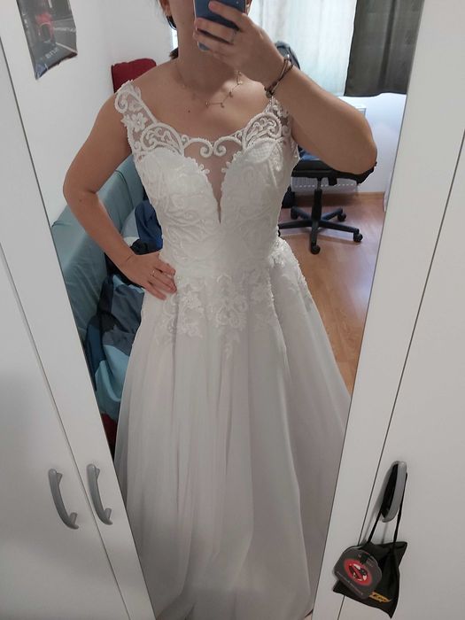 Rochie mireasa alba, noua (cu eticheta) marime 36 (S)