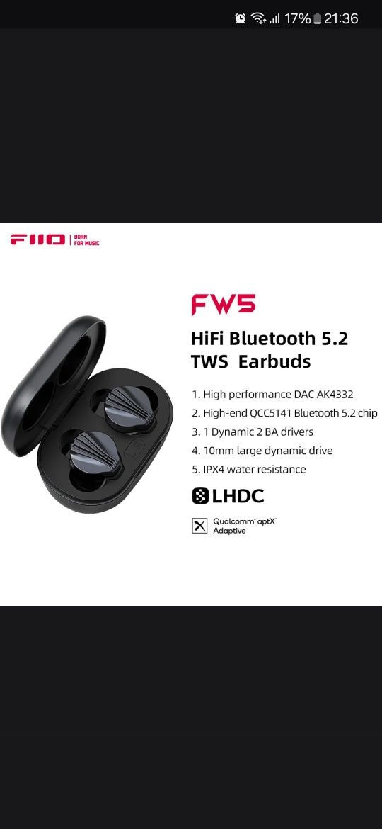 Fiio fw 5 hifi hight-res наушники