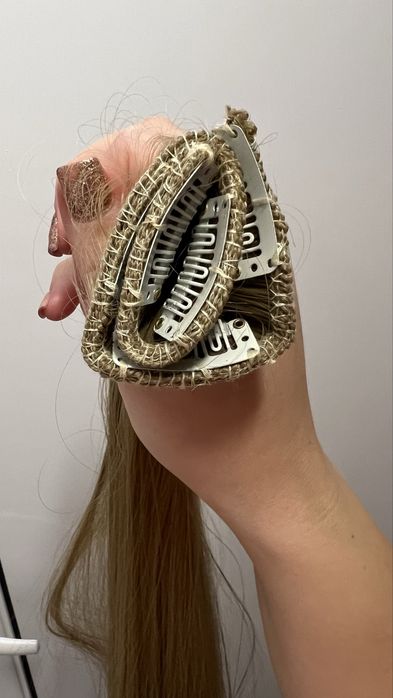 Естествен Косъм екстеншъни - медено русо 60см