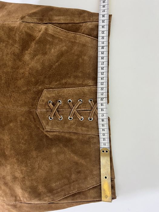 Pantaloni scurti Mango piele intoarsa naturala