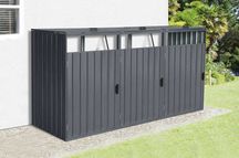 Cutie de gunoi metalică XL cu 3 boxe  80 x 240 x 122 cm antracit