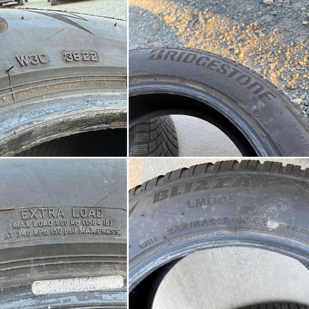 4бр. Зимни Гуми С Борд 235/55R/18 -BRIDGESTONE- DOT:3822- 5.7мм+5.3мм