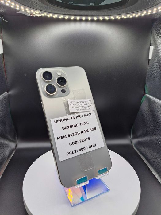 Iphone 15 Pro Max, Mem 512gb, Baterie 100%, Cod 72279