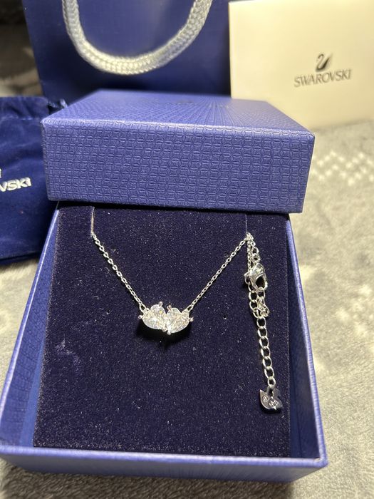 Lantisor Swarovski attract inimioara dubla