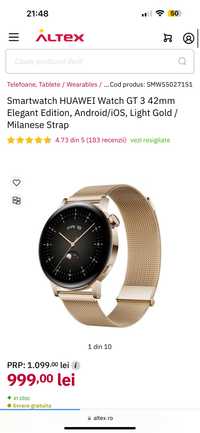 Smartwatch HUAWEI Watch GT3 42mm Elegant Edition