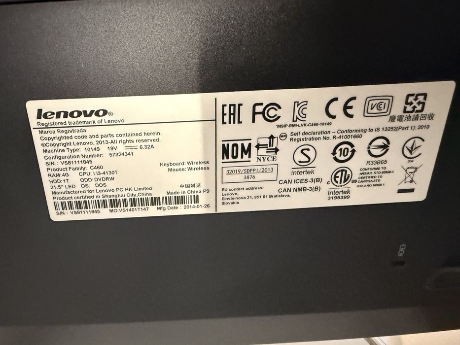 Lenovo All in One 10149 desktop pc 21,5 inchi