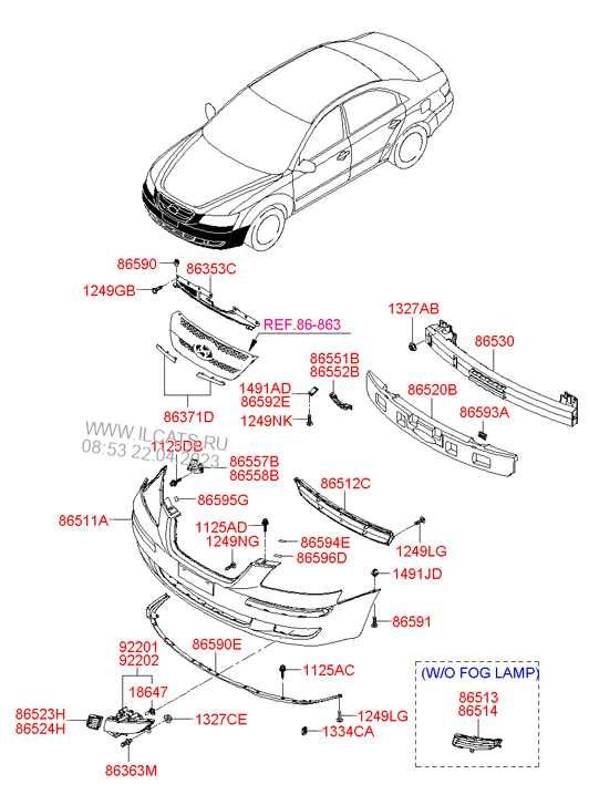 Бампер передний Хюндай Хендай Соната(НФ) 04-10 Hyundai Sonata (NF)