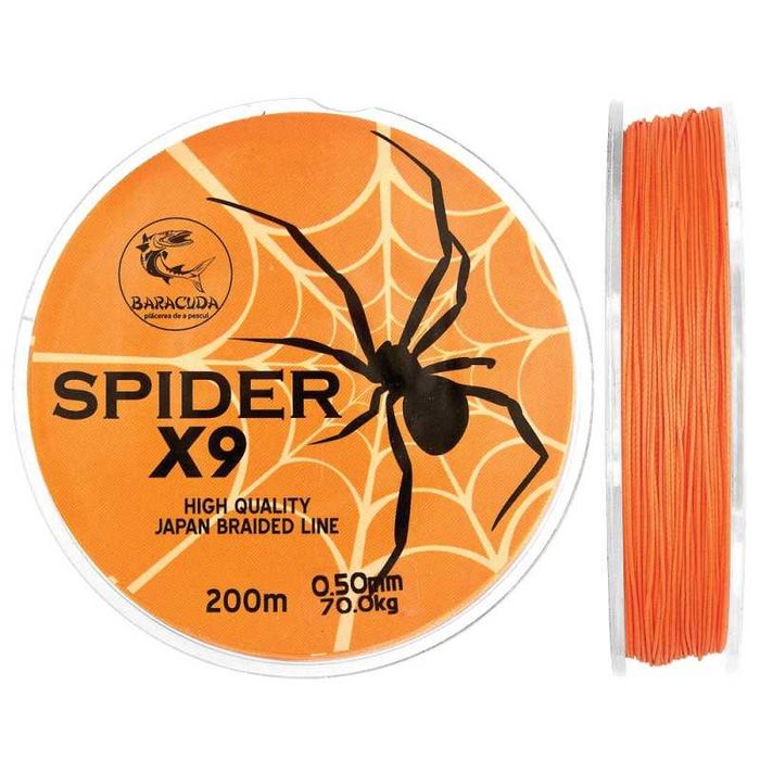 Fir textil Baracuda Spider X9 200m 9 fire orange-fluo pescuit la somn
