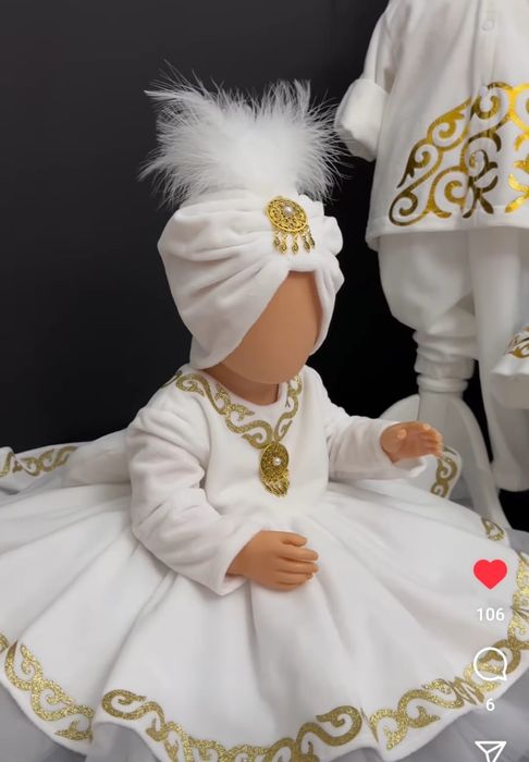 Нарядное национальное платье для девочки с тюрбаном