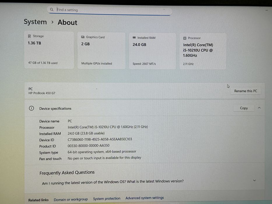 Laptop HP ProBook 250 G7
