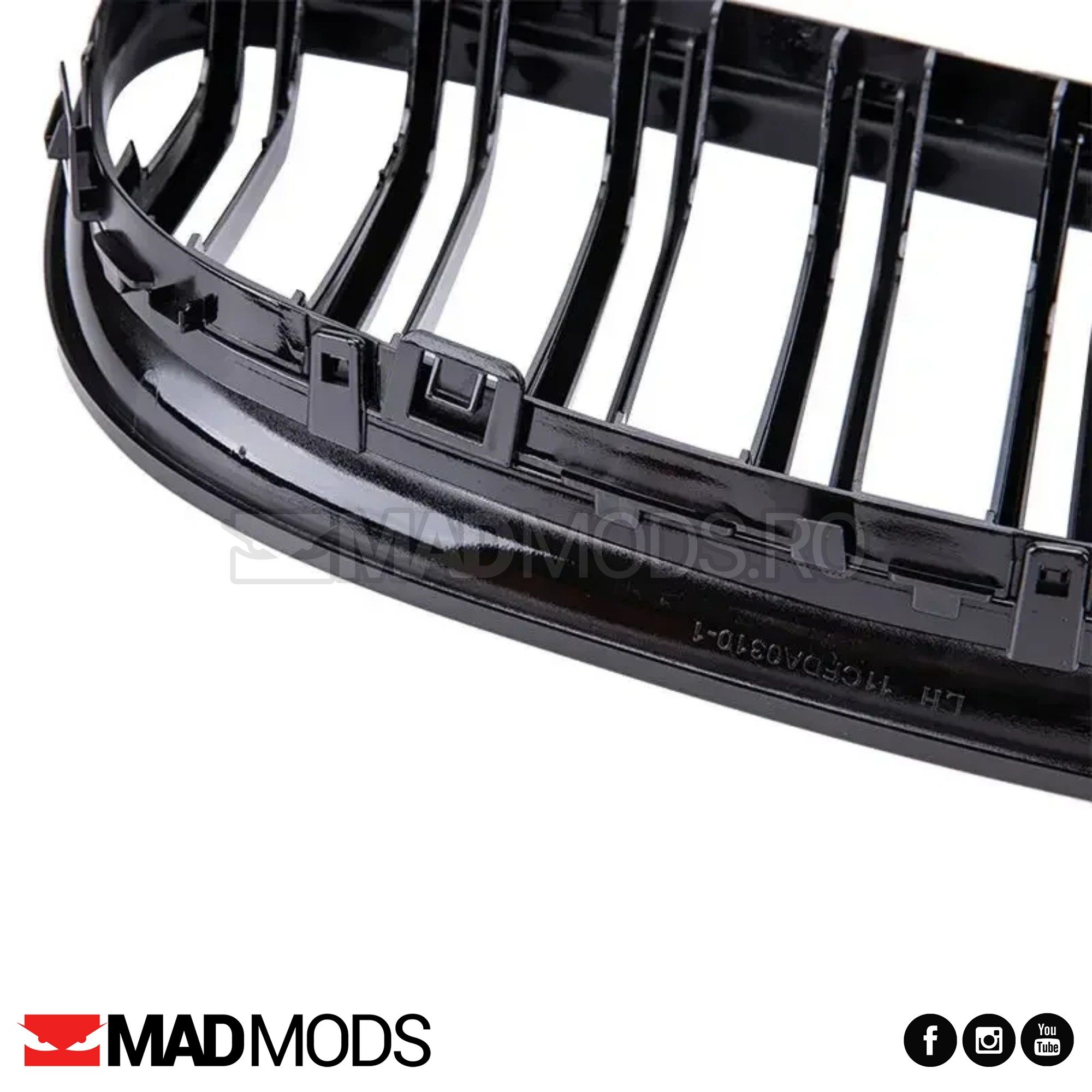 Set grile duble M BMW Seria 3 E90 / E91 LCI FL Facelift, Negru lucios