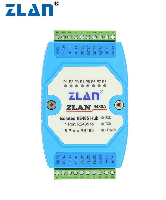 ZLAN9480A RS485 8 канален екстендер ретранслатор