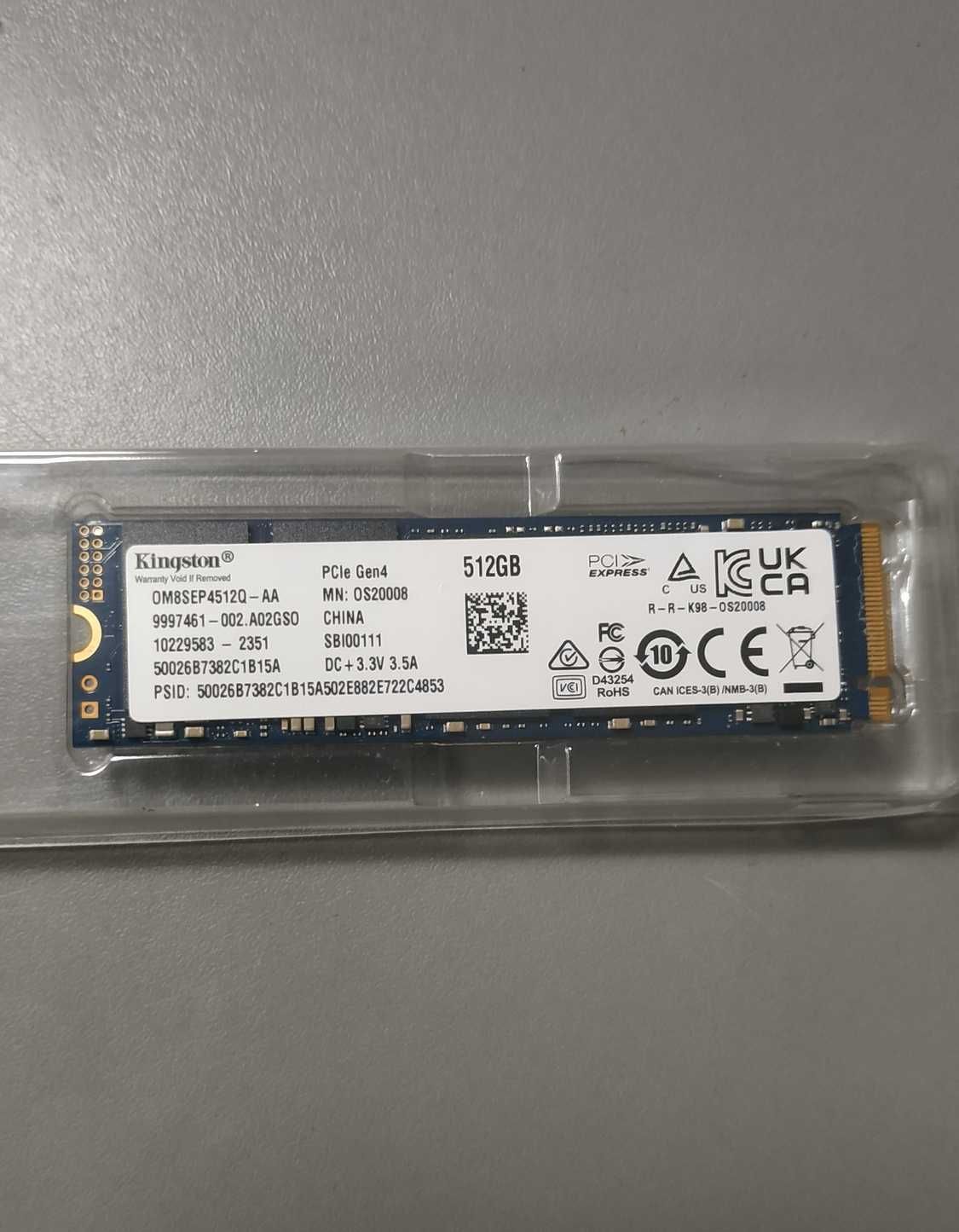 KINGSTON SSD 512GB NVME M.2 TLC Pci-e Gen4x4 Гаранция