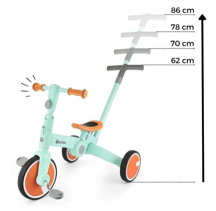 Tobi ROCKET - Tricicletă cu împingător - 5 în 1 de la HyperMotion