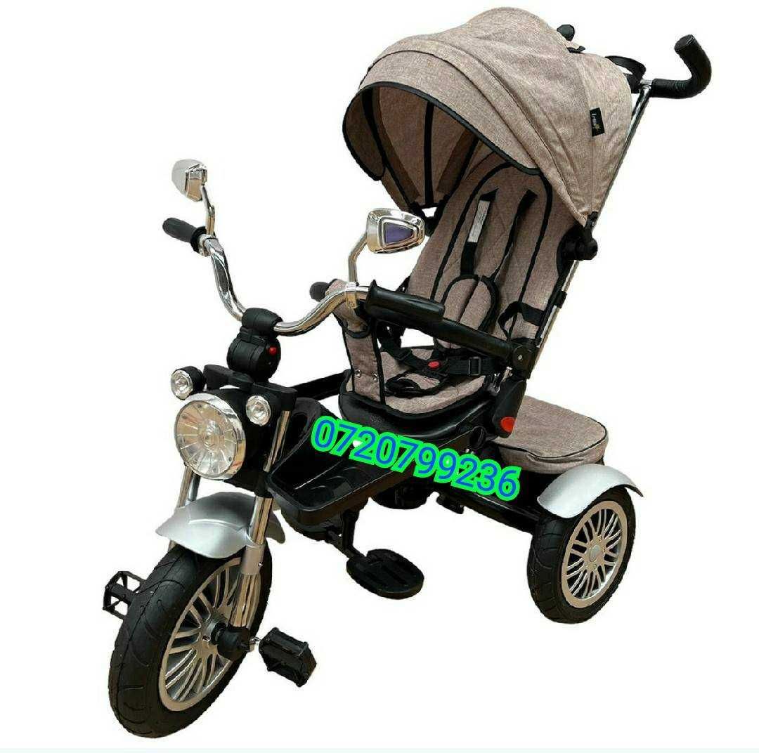 Tricicleta copii 4in1 , scaun rotativ,spatar reglabil,roti CAUCIUC