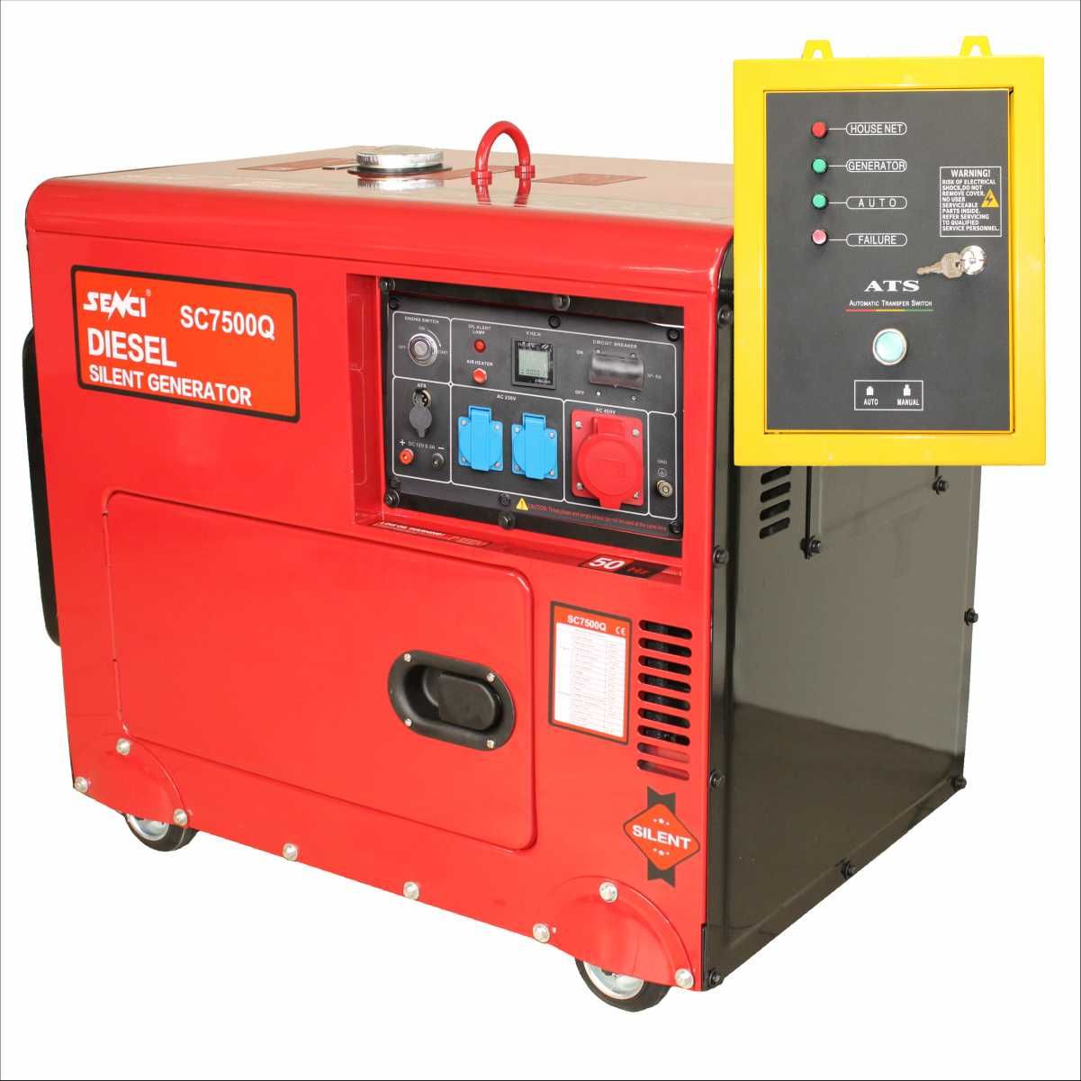 Generator de curent silent diesel SENCI SC7500Q-3 6 kVA/4,8 kW ATS&AVR