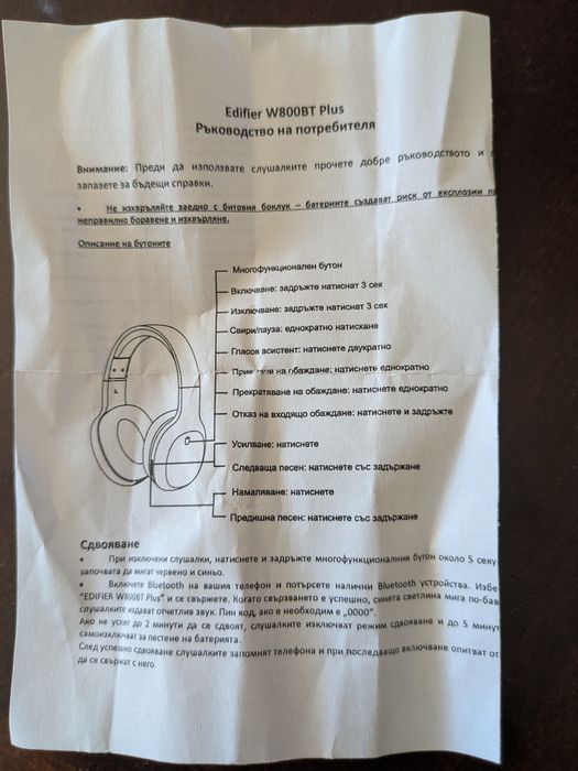 Продавам безжични слушалки Edifier W800BT Plus