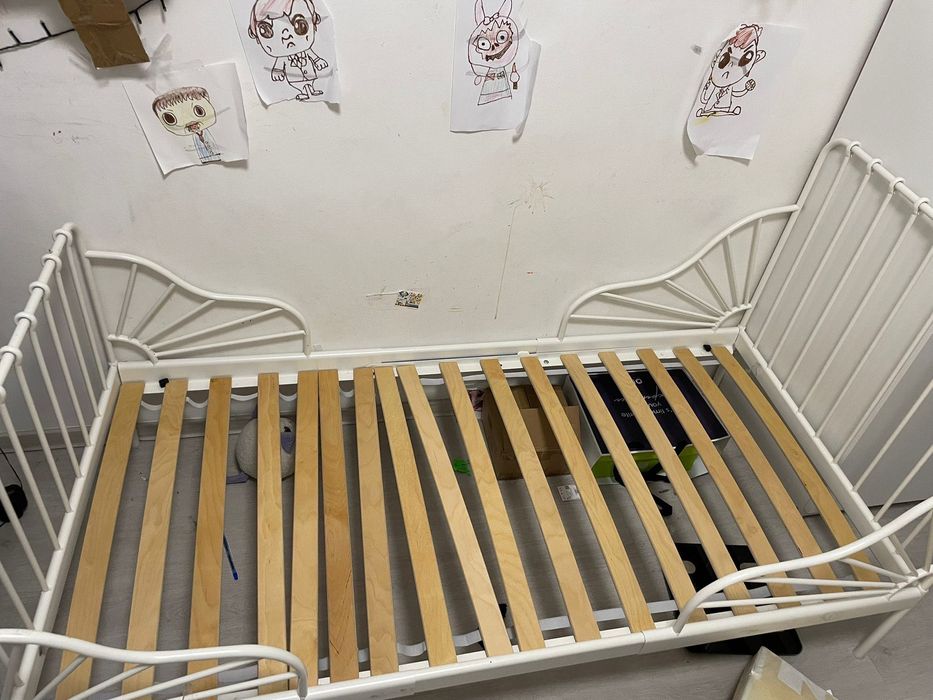 2 Cadru pat extensibil+somieră, alb, 80x200 cm IKEA