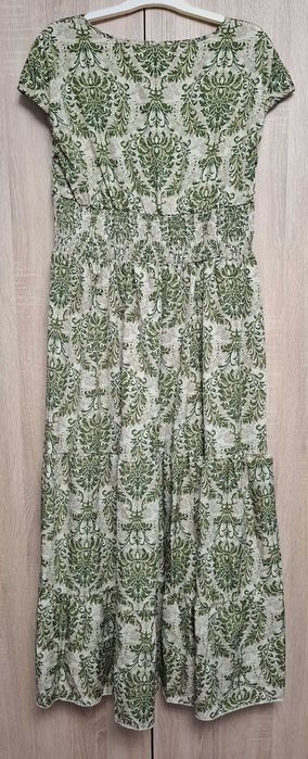 Rochie de vara, lunga, verde cu model etnic, XL-42